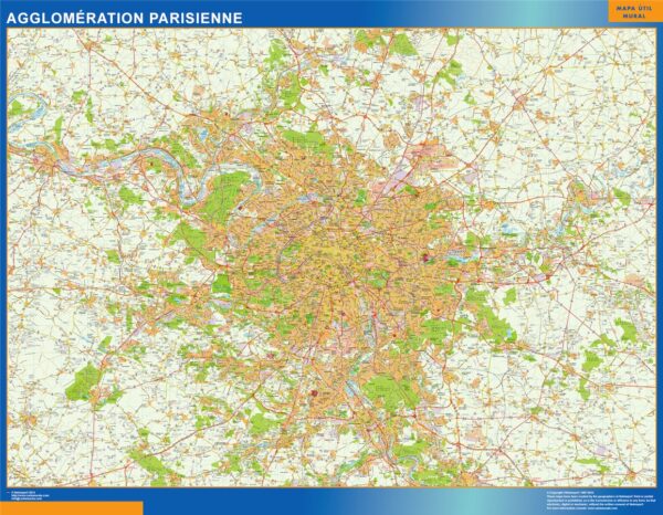 Carte Agglomeration Parisienne Plastifiée
