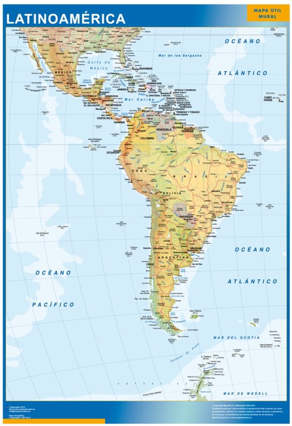 Carte Amerique Latine Plastifiée