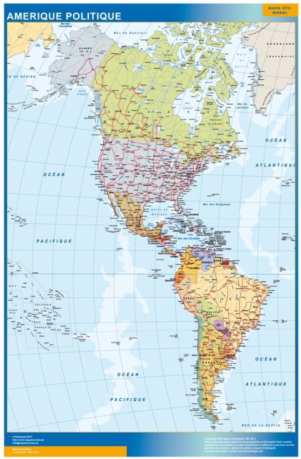 Carte Amerique Plastifiée