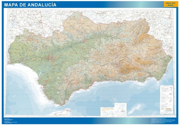 Carte Andalousie Physique Plastifiée