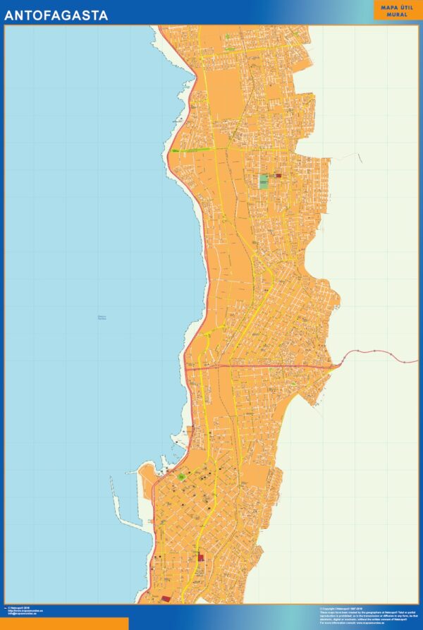 Carte Antofagasta Plastifiée Chili