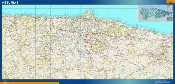 Carte Asturies Physique Plastifiée