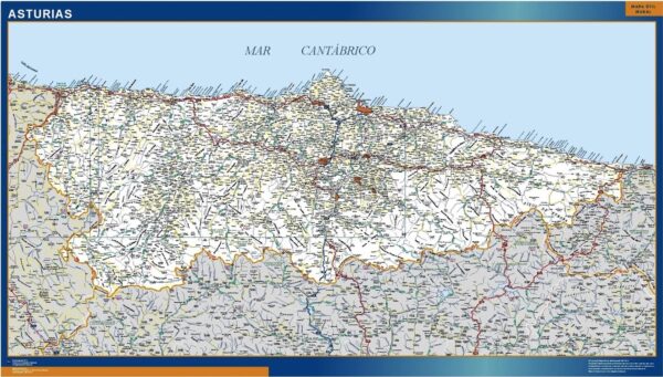 Carte Asturies Routiere Plastifiée