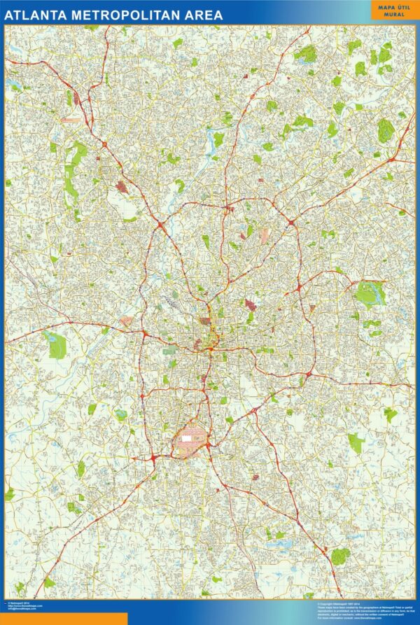 Carte Atlanta Plastifiée