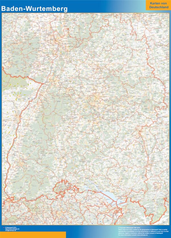 Carte Baden Wurtemberg Plastifiée