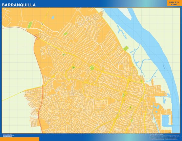 Carte Barranquilla Plastifiée Colombie