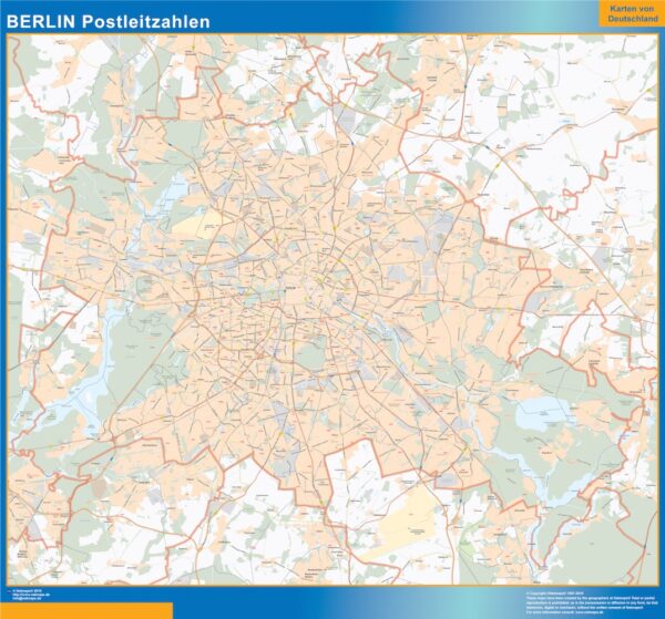 Carte Berlin Codes Postaux Plastifiée