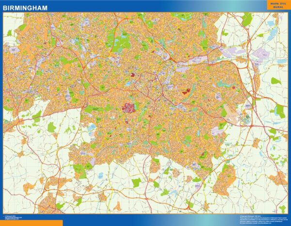 Carte Birmingham Plastifiée