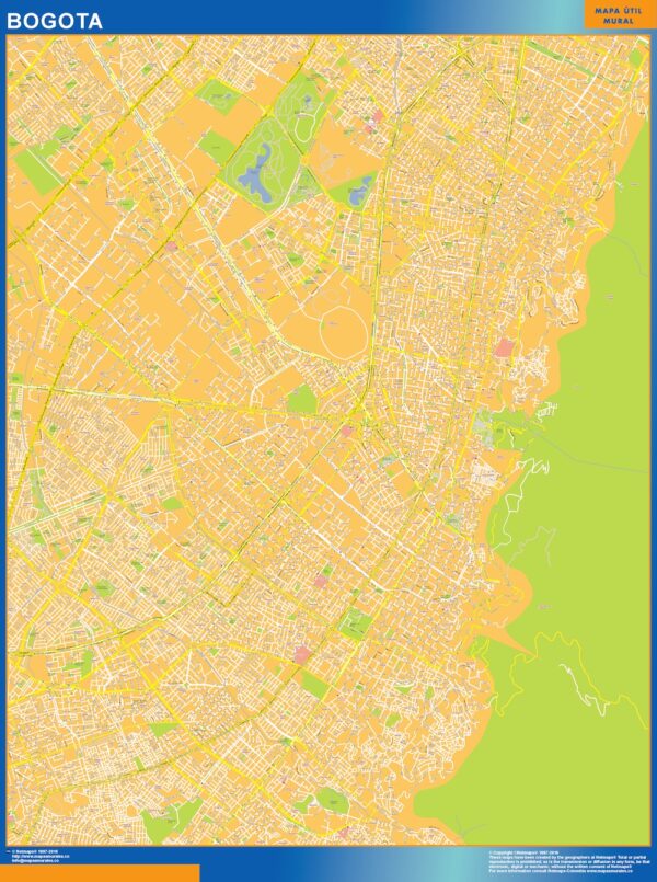 Carte Bogota Centro Plastifiée Colombie
