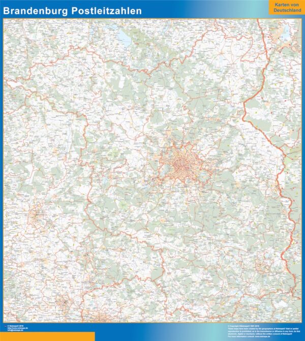 Carte Brandenburg Codes Postaux Plastifiée