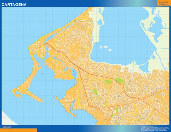 Carte Cartagena Plastifiée Colombie