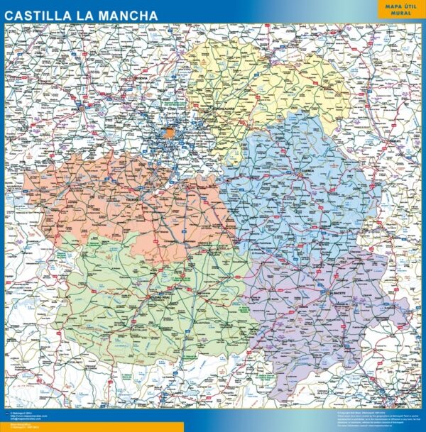 Carte Castille La Manche Plastifiée