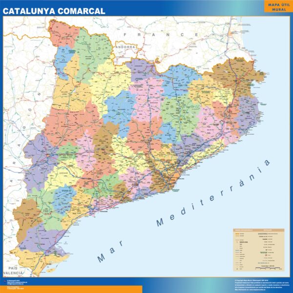 Carte Catalogne Politique Plastifiée