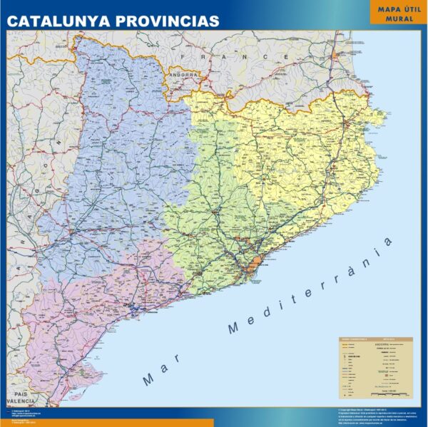 Carte Catalogne Provinces Plastifiée
