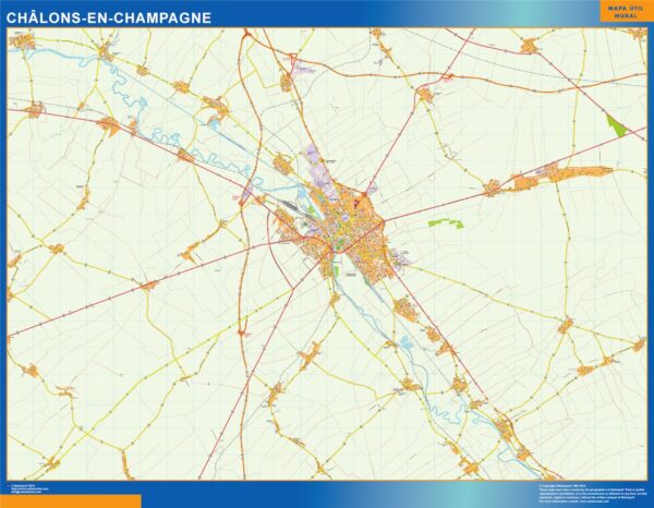Carte Chalons En Champagne Plastifiée