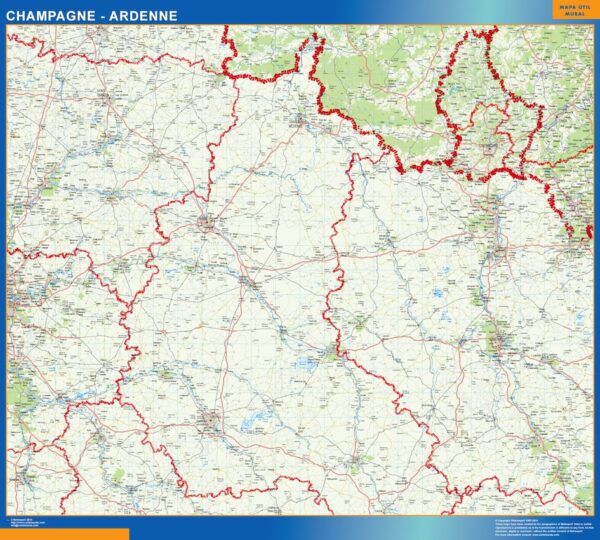 Carte Champagne Ardenne Plastifiée