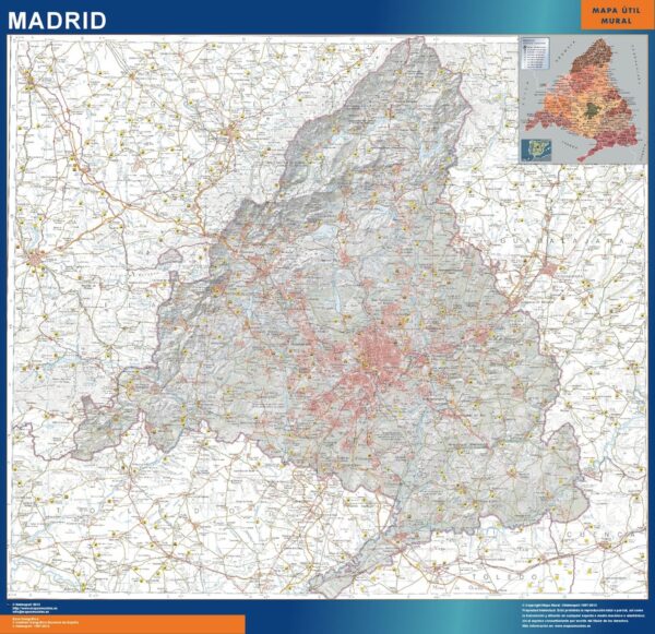 Carte Communauté De Madrid Physique Plastifiée