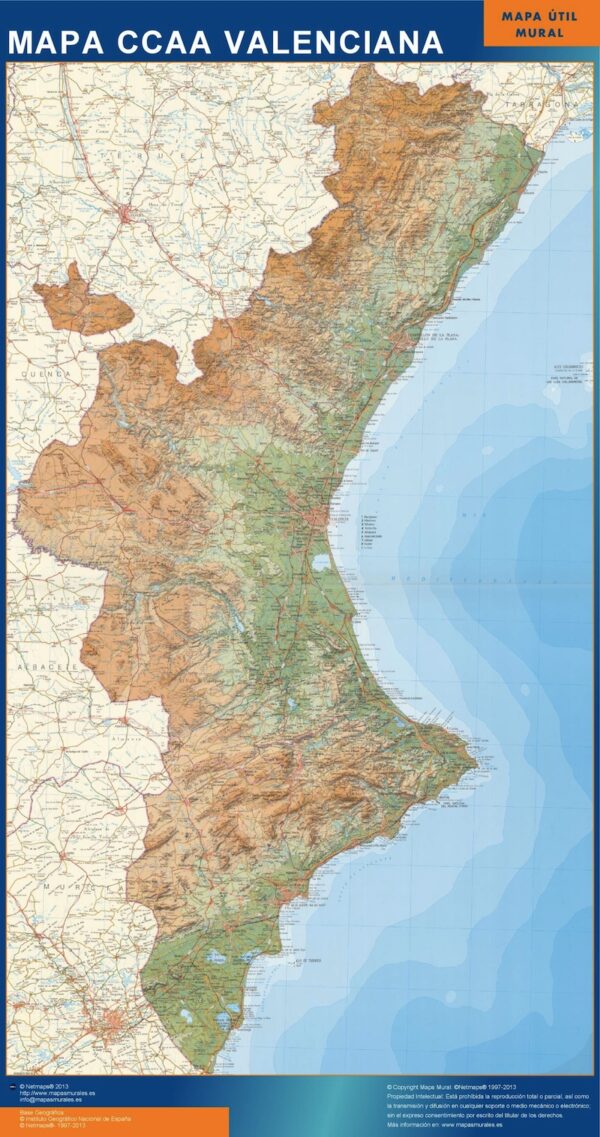 Carte Communauté Valencienne Physique Plastifiée