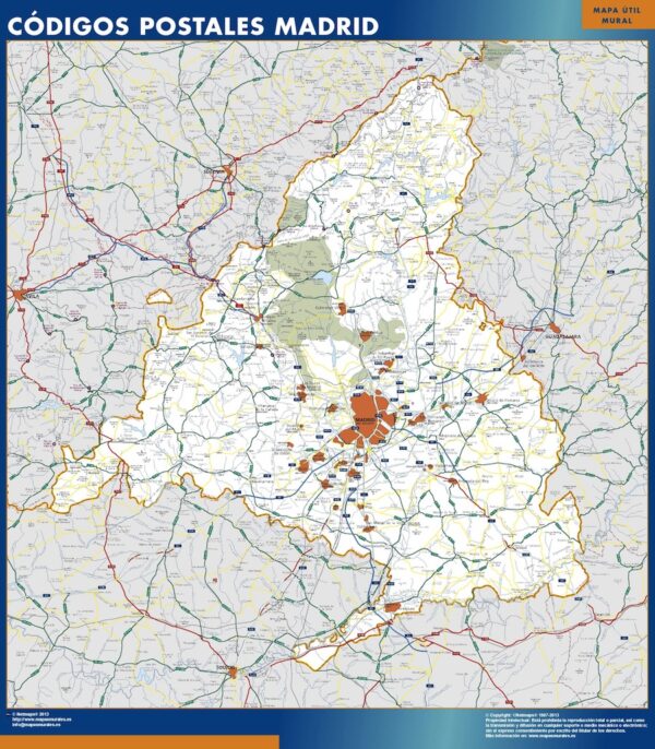 Carte Comunidad De Madrid Códigos Postales Plastifiée