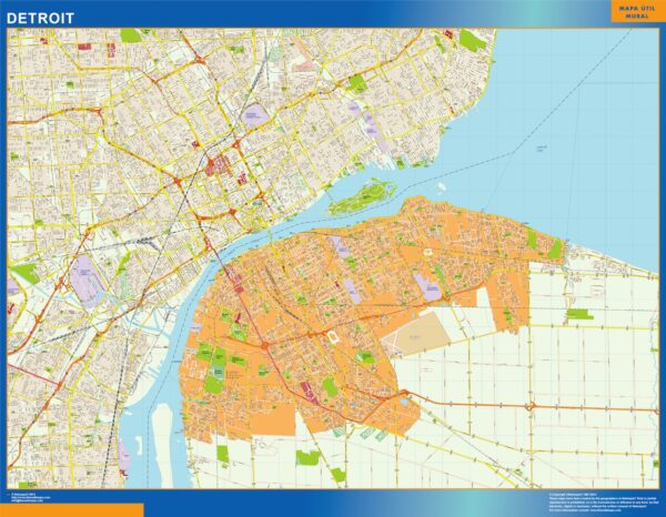 Carte Detroit Plastifiée