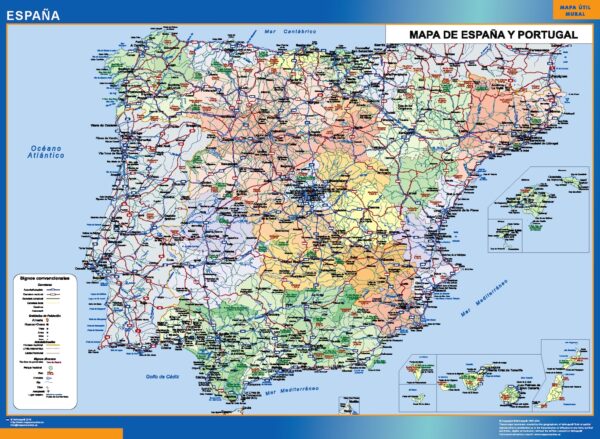 Carte Espagne Simple Plastifiée