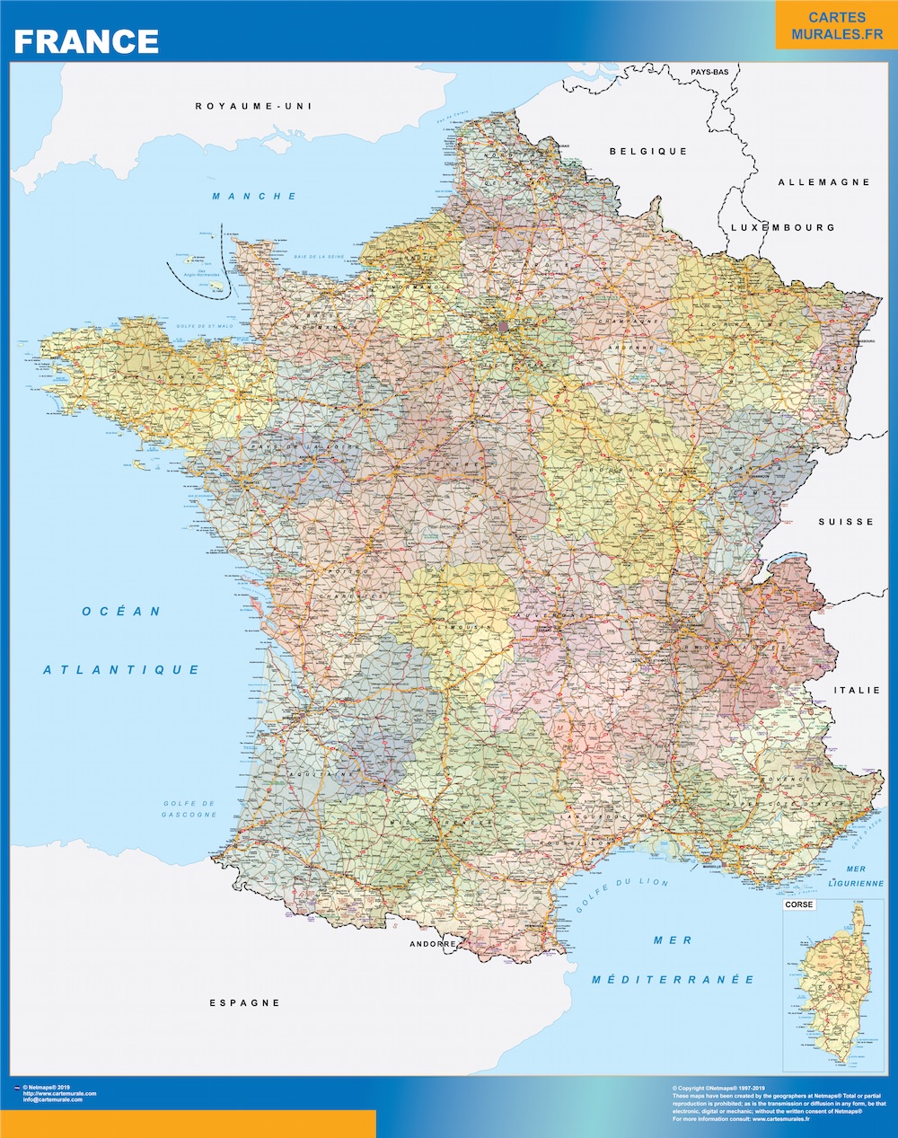 Carte France Plastifiée Politique