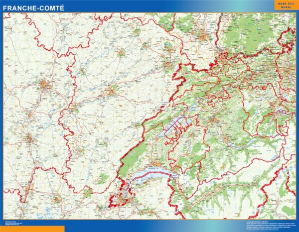 Carte Franche Comte Plastifiée