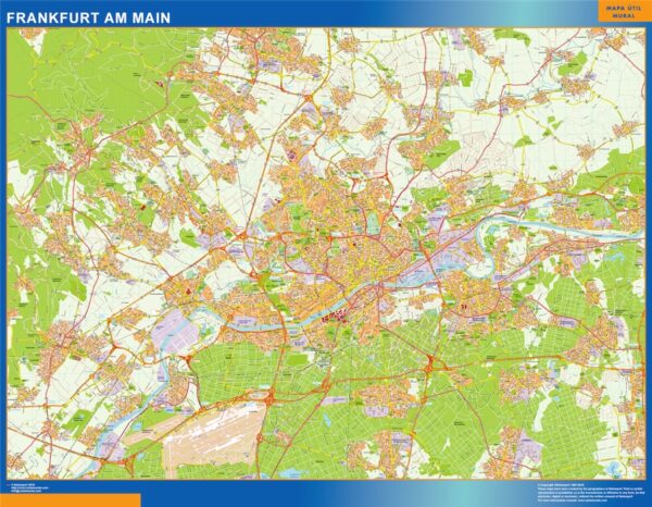 Carte Frankfurt Am Main Plastifiée