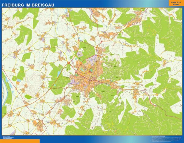 Carte Freibug Im Breisgau Plastifiée