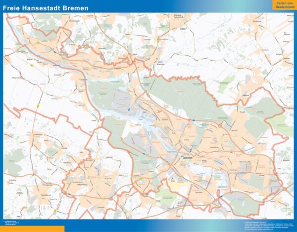 Carte Freie Hansestadt Bremen Plastifiée