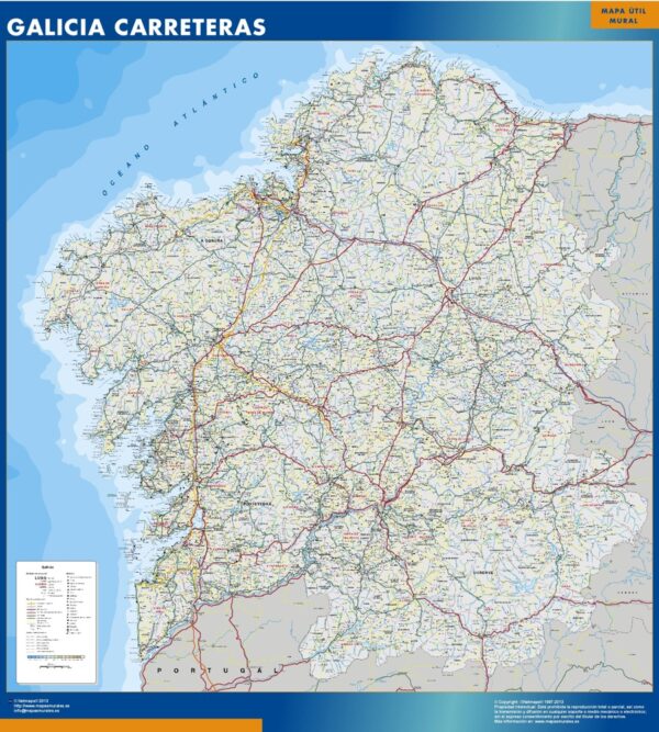 Carte Galice Routiere Plastifiée