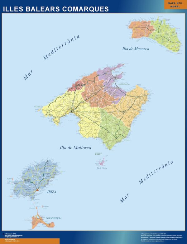 Carte Îles Baléares Plastifiée