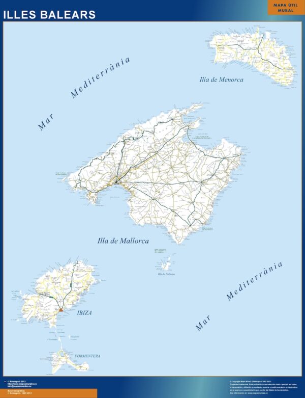 Carte Îles Baléares Routiere Plastifiée