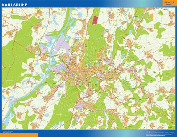 Carte Karlsruhe Plastifiée