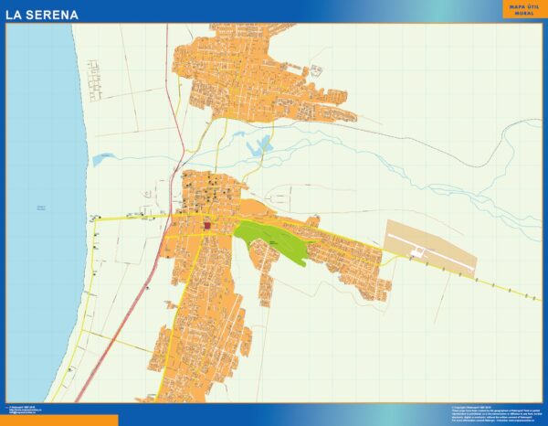 Carte La Serena Plastifiée Chili
