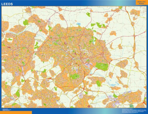 Carte Leeds Plastifiée
