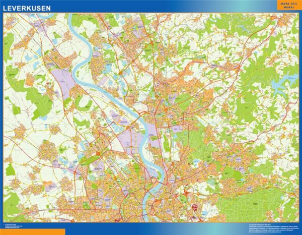 Carte Leverkusen Plastifiée