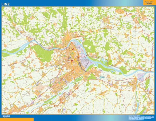 Carte Linz Plastifiée Autriche