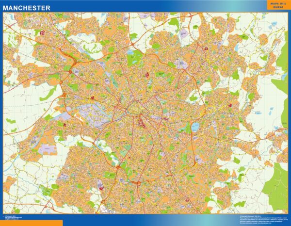 Carte Manchester Plastifiée