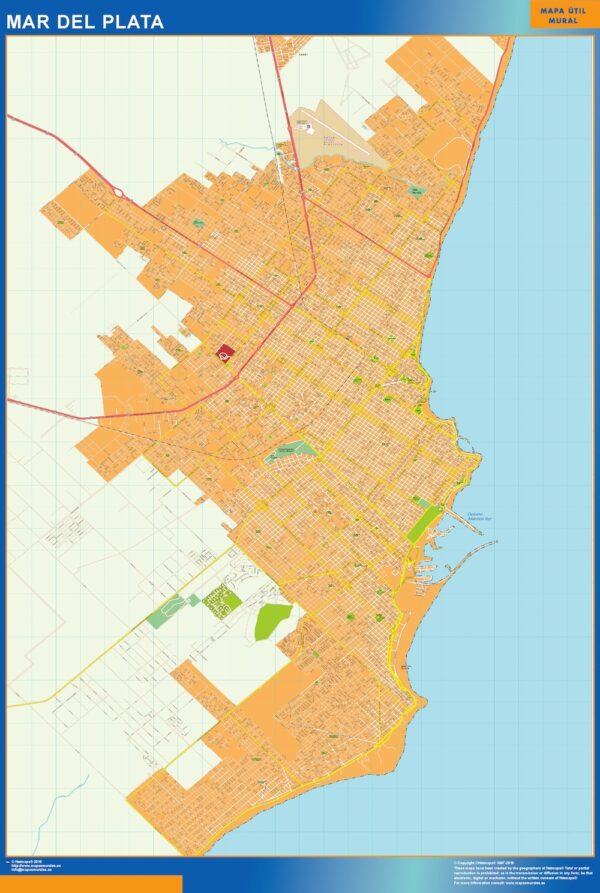 Carte Mar Del Plata Plastifiée Argentine