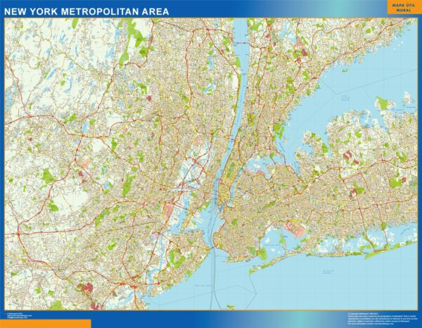 Carte New York Agglomeration Plastifiée