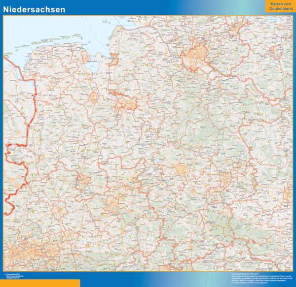 Carte Niedersachsen Plastifiée