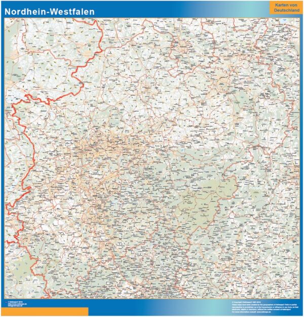 Carte Nordrhein Westfalen Plastifiée