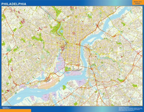 Carte Philadelphie Plastifiée