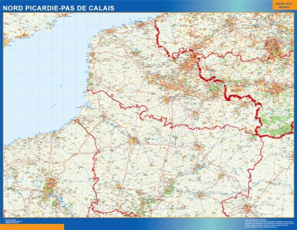 Carte Picardie Pas Calais Plastifiée