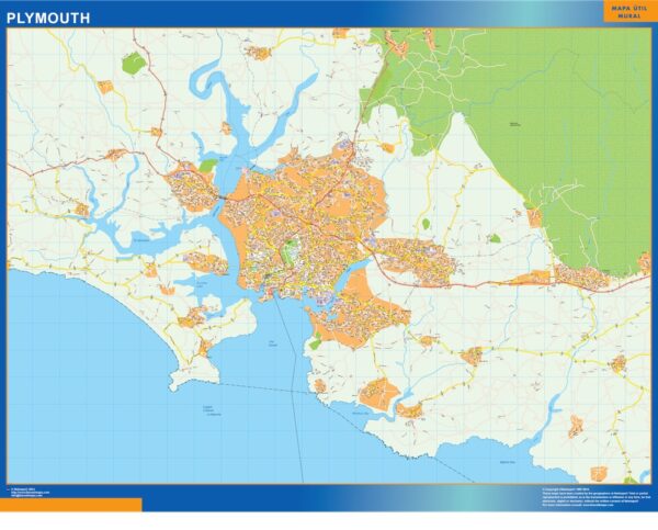 Carte Plymouth Plastifiée