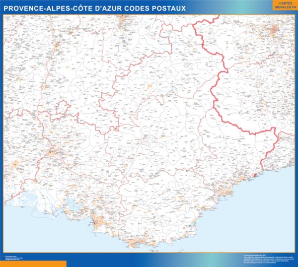 Carte Région Plastifiée Provence Alpes Cote Azur Codes Postaux