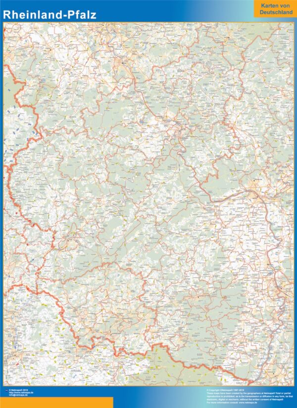 Carte Rheinland Pfalz Plastifiée
