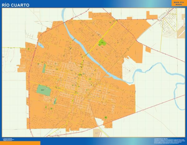 Carte Rio Cuarto Plastifiée Argentine