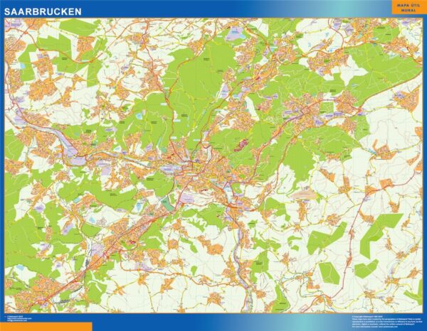Carte Saarbrucken Plastifiée